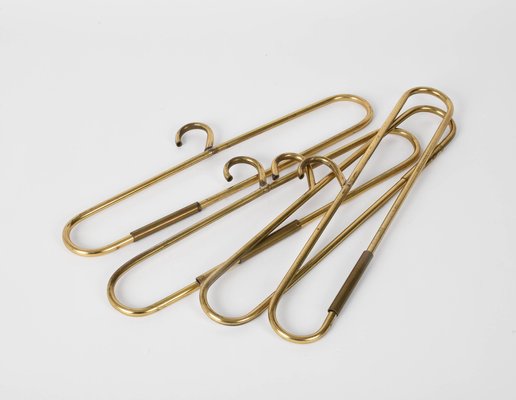 Austrian Hollywood Regency Solid Brass Coat Hangers, 1970s, Set of 4-JDR-1125498