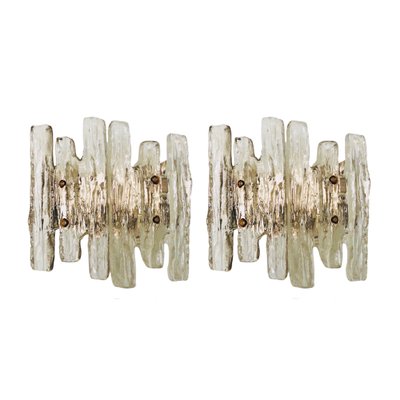 Austrian Ice-Glass Puck Wall Sconces from Kalmar Franken KG, 1970s, Set of 2-TPE-1348917