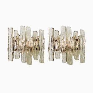 Austrian Ice-Glass Puck Wall Sconces from Kalmar Franken KG, 1970s, Set of 2-TPE-1348917