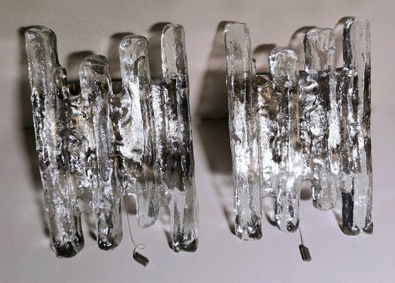 Austrian Ice Glass Wall Sconces by J.T. Kalmar, Set of 2-QRS-989518