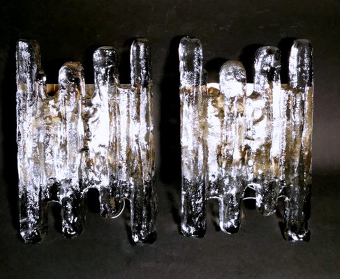 Austrian Ice Glass Wall Sconces by J.T. Kalmar, Set of 2-QRS-989518