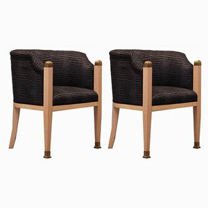 Austrian Maple and Brass Armchairs, 1940s, Set of 2-UH-869168