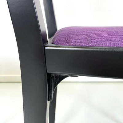 Austrian Modern Chairs 414 in Black Wood & Purple Fabric attributed to Kammerer Thonet, 1990s, Set of 3-GDD-1740087