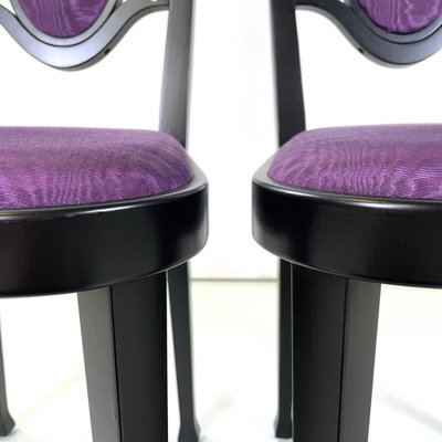 Austrian Modern Chairs 414 in Black Wood & Purple Fabric attributed to Kammerer Thonet, 1990s, Set of 3-GDD-1740087