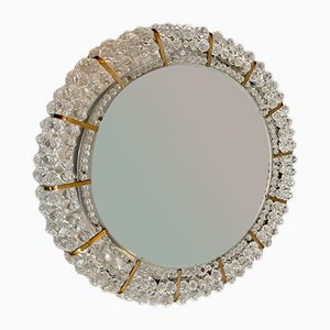 Austrian Round Illuminated Wall Mirror with Brass Details by Emil Stejnar for Rupert Nikoll, 1950s-JP-1090074