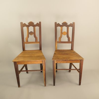 Austrian Rural Plum Wood Chairs, 1820s, Set of 2-KDB-1737107