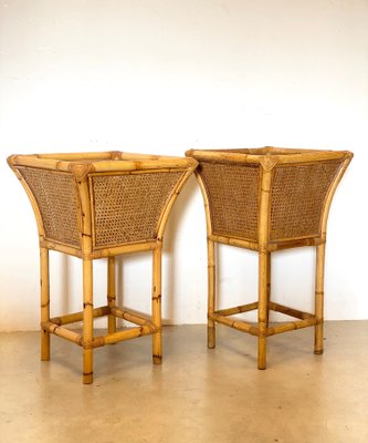 Austrian Straw and Bamboo Side Tables, 1970s, Set of 2-NPC-1175330