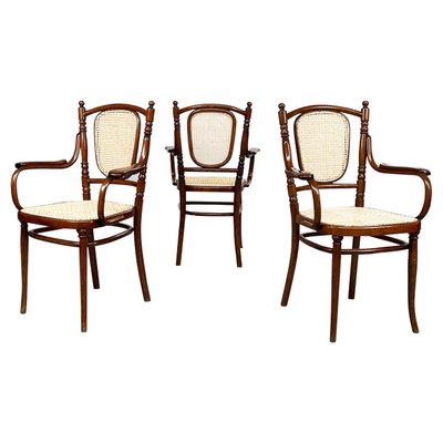 Austrian Straw and Wood Chairs from Thonet, 1900s, Set of 3-GDD-1416752