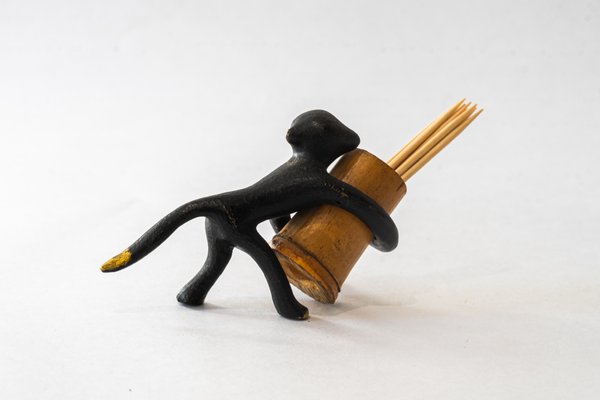 Austrian Toothpick Holder Displaying a Monkey by Walter Bosse for Herta Baller, 1950s-SPD-2016036