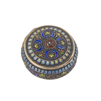 Austro-Hungarian Cloisonne Enamel Silver Snuffbox-WMV-1791960