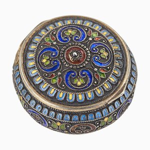 Austro-Hungarian Cloisonne Enamel Silver Snuffbox-WMV-1791960