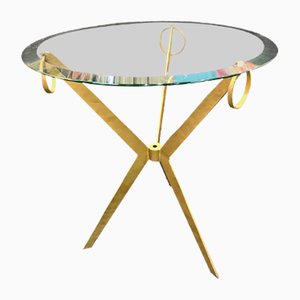 Auxiliary Table With Iron Legs and Beveled Glass-IKW-798374