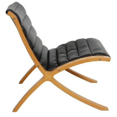 Ax Armchair in Black Leather by Peter Hvidt & Orla Mølgaard, 1970s-MTD-1805056