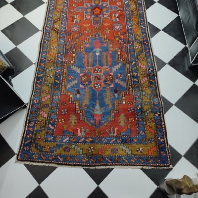 Azerbaijan Runner Rug with 3 Geometric Medallions, 1950s-YGE-1113209