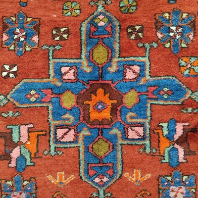 Azerbaijan Runner Rug with 3 Geometric Medallions, 1950s-YGE-1113209