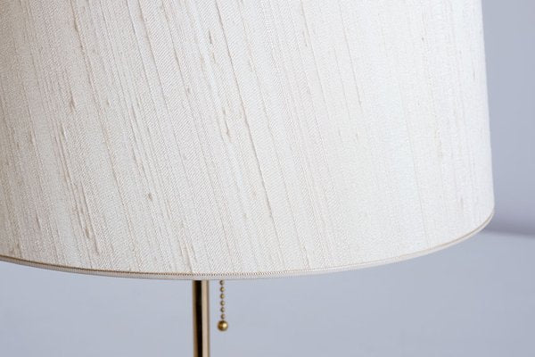 B-024 Brass Table Lamp with Beige Silk Shade from Bergboms, Sweden, 1960s-FMT-1060149