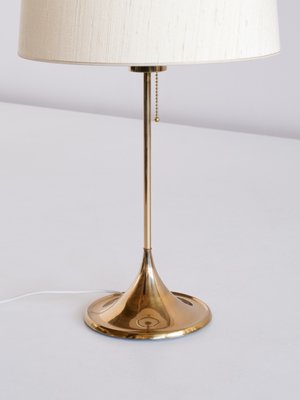 B-024 Brass Table Lamp with Beige Silk Shade from Bergboms, Sweden, 1960s-FMT-1060149