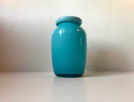 Baby Blue Glass Vase with Folded Collar by Michael Bang for Holmegaard, 1970s-LCR-560248