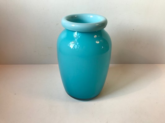 Baby Blue Glass Vase with Folded Collar by Michael Bang for Holmegaard, 1970s-LCR-560248