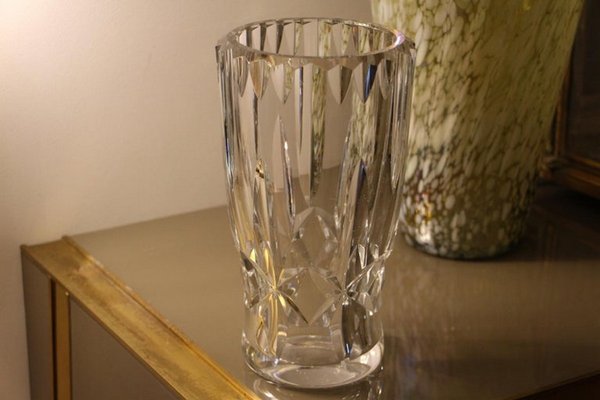 Baccarat Cut Clear Crystal Vase, 1970s-YF-1427633