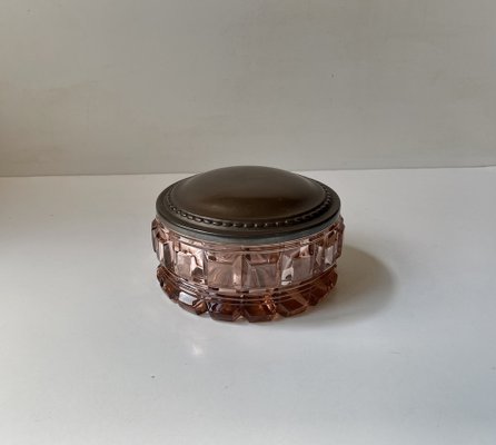 Baccarat Rose Crystal and Copper Dresser Jar, 1930s-LCR-1804152