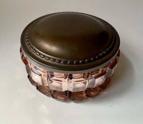 Baccarat Rose Crystal and Copper Dresser Jar, 1930s-LCR-1804152