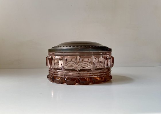 Baccarat Rose Crystal and Copper Dresser Jar, 1930s-LCR-1804152