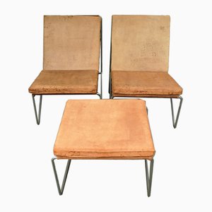 Bachelor Chairs & Ottoman by Verner Panton for Fritz Hansen, 1950s, Set of 3-ZM-979471