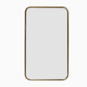 Backlit Mirror with Curved Wooden Frame-JQO-1184508