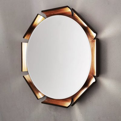 Backlit Teak Mirror by Isa Bergamo, 1960s-PRS-1056512