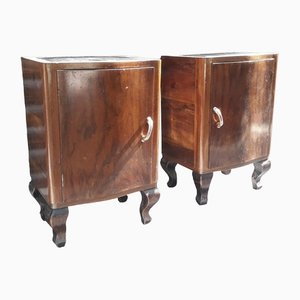 Bakelite Nightstands with Metal Handles, 1940s, Set of 2-RAQ-1389086