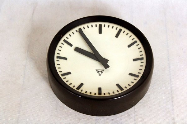 Bakelite Railway Clock from Pragotron, 1950s-WVS-1287002