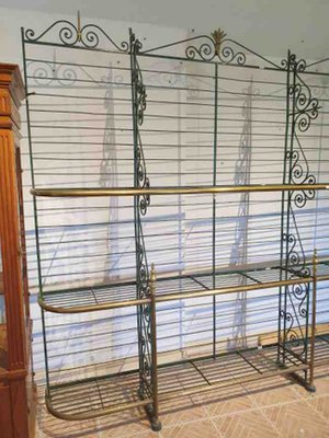 Bakers Shelf in Wrought Iron and Brass, 1900s-SIZ-1789180