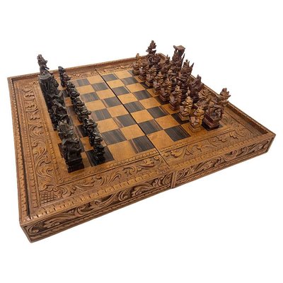 Balinese Chess Set in Box, 20th Century, Set of 33-UCH-1700770