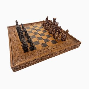 Balinese Chess Set in Box, 20th Century, Set of 33-UCH-1700770