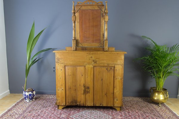 Baltic Art Nouveau Style Pine Chest of Drawers with Mirror-KEG-1135879