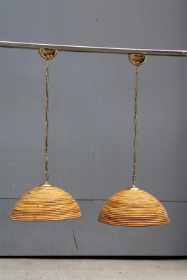 Bamboo and Brass Pendant Lamps, 1950s, Set of 2-EH-1424561