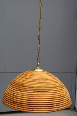 Bamboo and Brass Pendant Lamps, 1950s, Set of 2-EH-1424561