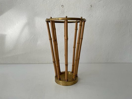 Bamboo and Brass Umbrella Stand, Germany, 1960s-RDS-1418624