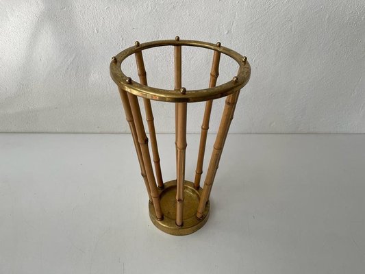 Bamboo and Brass Umbrella Stand, Germany, 1960s-RDS-1418624