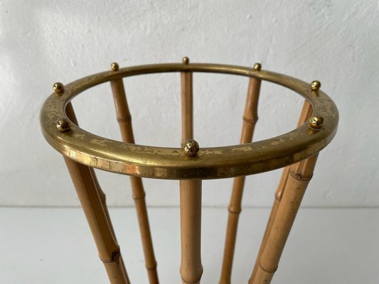 Bamboo and Brass Umbrella Stand, Germany, 1960s-RDS-1418624