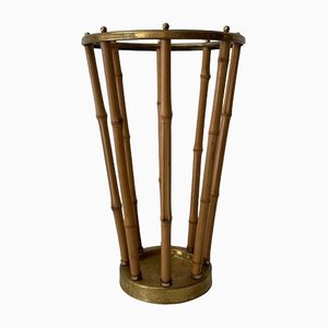 Bamboo and Brass Umbrella Stand, Germany, 1960s-RDS-1418624