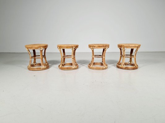 Bamboo and Cane Stools, Italy, 1960s, Set of 4-UJI-1249313