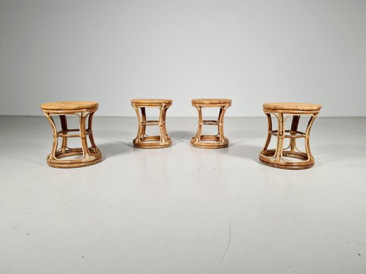 Bamboo and Cane Stools, Italy, 1960s, Set of 4-UJI-1249313