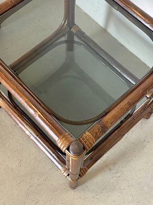 Bamboo and Glass Tables, 1970s, Set of 2-NPC-1700606