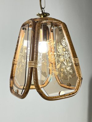 Bamboo and Hand-Engraved Murano Glass Chandelier, Italy, 1950s-YST-1773221