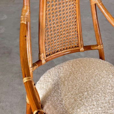 Bamboo and Rattan Armchairs with Bouclé Dedar Milano Cushions, 1970s, Set of 2-KHT-2034453