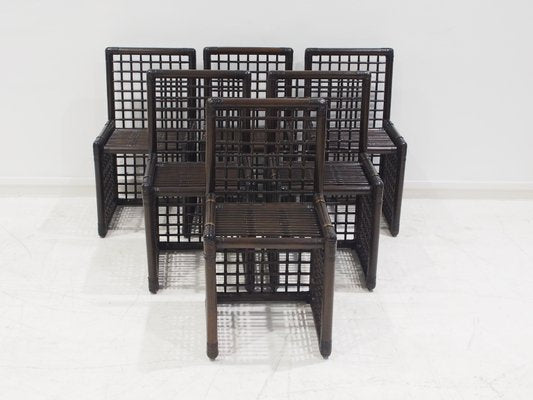 Bamboo and Rattan Chairs by Afra & Tobia Scarpa for Maxalto, 1970s, Set of 6-ZYF-2040300