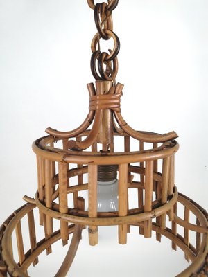 Bamboo and Rattan Chinoiserie Chandelier, Italy, 1960s-UIW-1420654