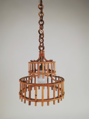 Bamboo and Rattan Chinoiserie Chandelier, Italy, 1960s-UIW-1420654